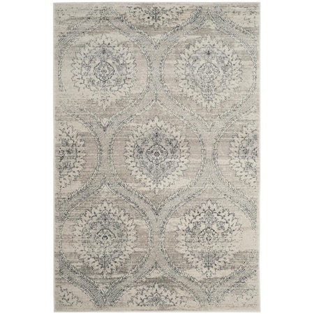 Flowers First 4 x 6 ft. Carnegie Power Loomed Area Rug, Light Grey & Cream - Small Rectangle FL1862585